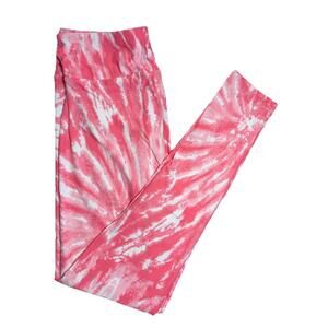 New LuLaRoe Pink And White Tie Dye Leggings Size OS (2-10)
